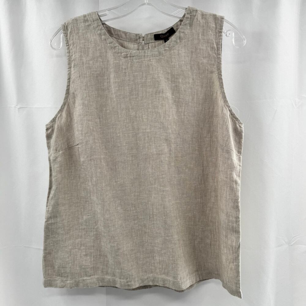 Quince European Linen Flax Sleeveless Tank Top Sz M Tan Lagenlook Minimalist